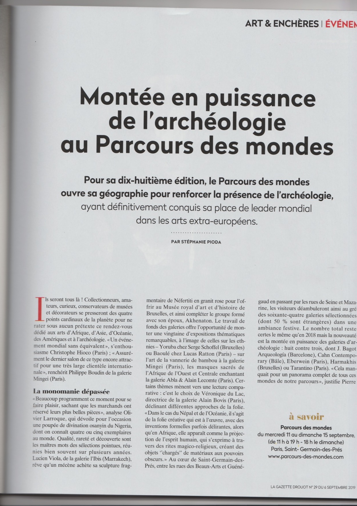 La Gazette Drouot — Montée en puissance de l'archéologie au Parcours des mondes